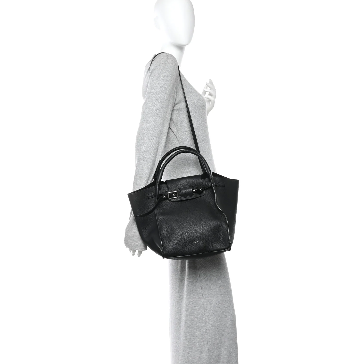 Supple Grained Calfskin Small Big Bag Black