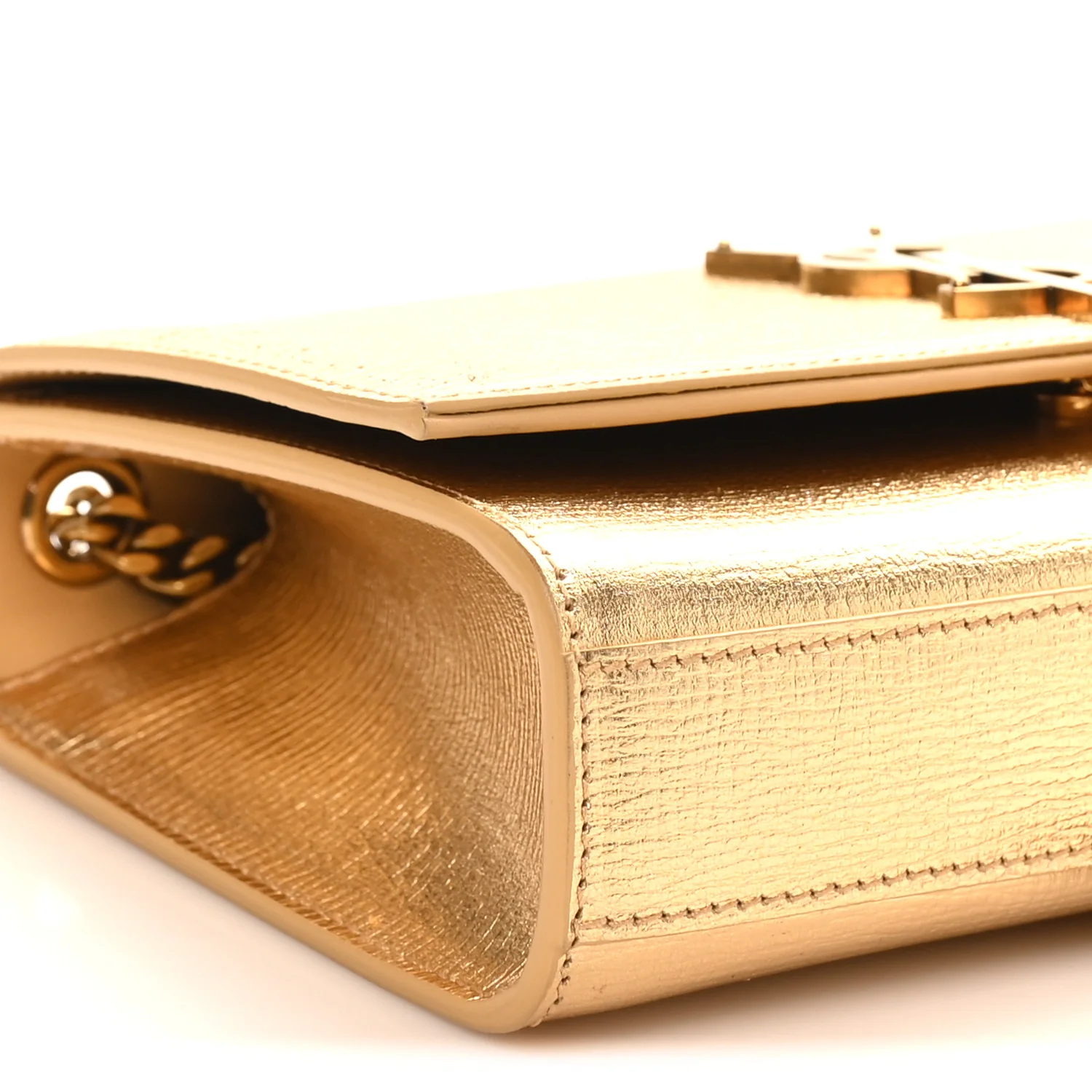 Metallic Calfskin Small Classic Monogram Kate Tassel Satchel Gold - Top Club