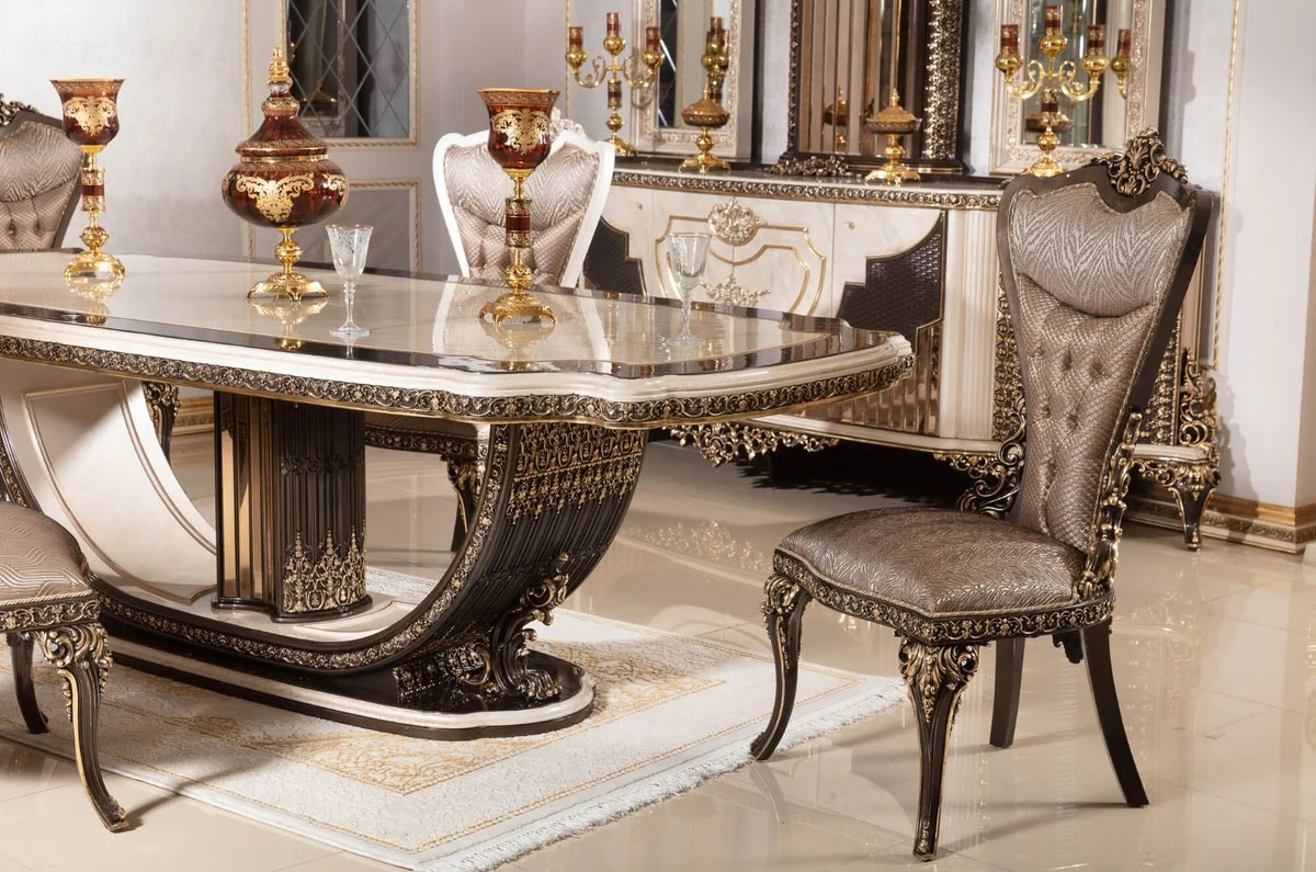 Luxury baroque dining room set - 1 dining table 250 cm & 6 chairs