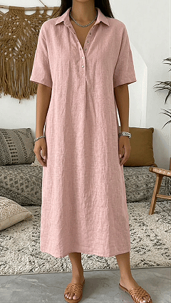 Women’s Cotton Linen Polo Dress – Casual Short Sleeve Summer Dress - Nordfashionstorm - Women's Clothing, Fashion for You - Nordfashionstorm.com