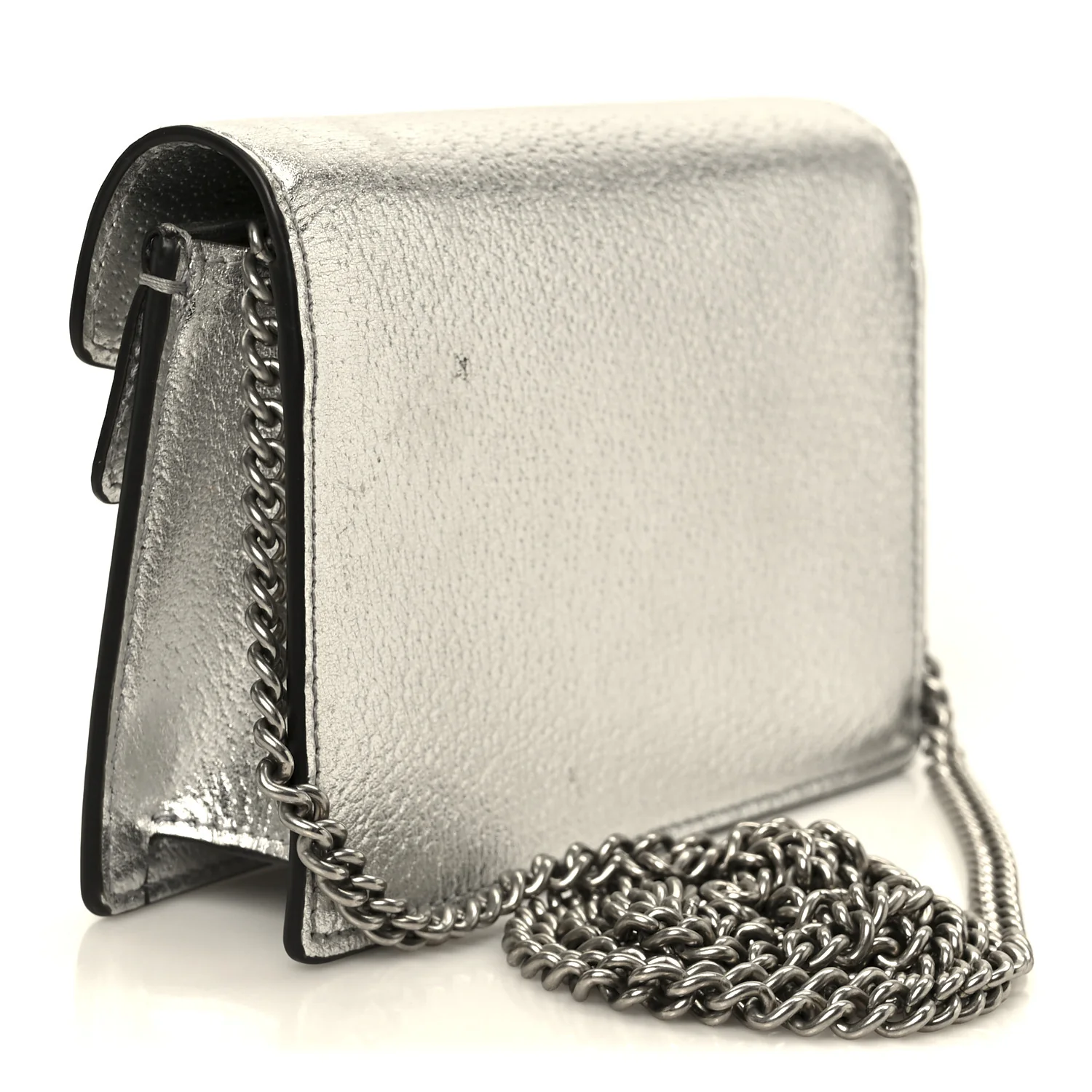 Metallic Calfskin Super Mini Dionysus Shoulder Bag Silver - Top Club