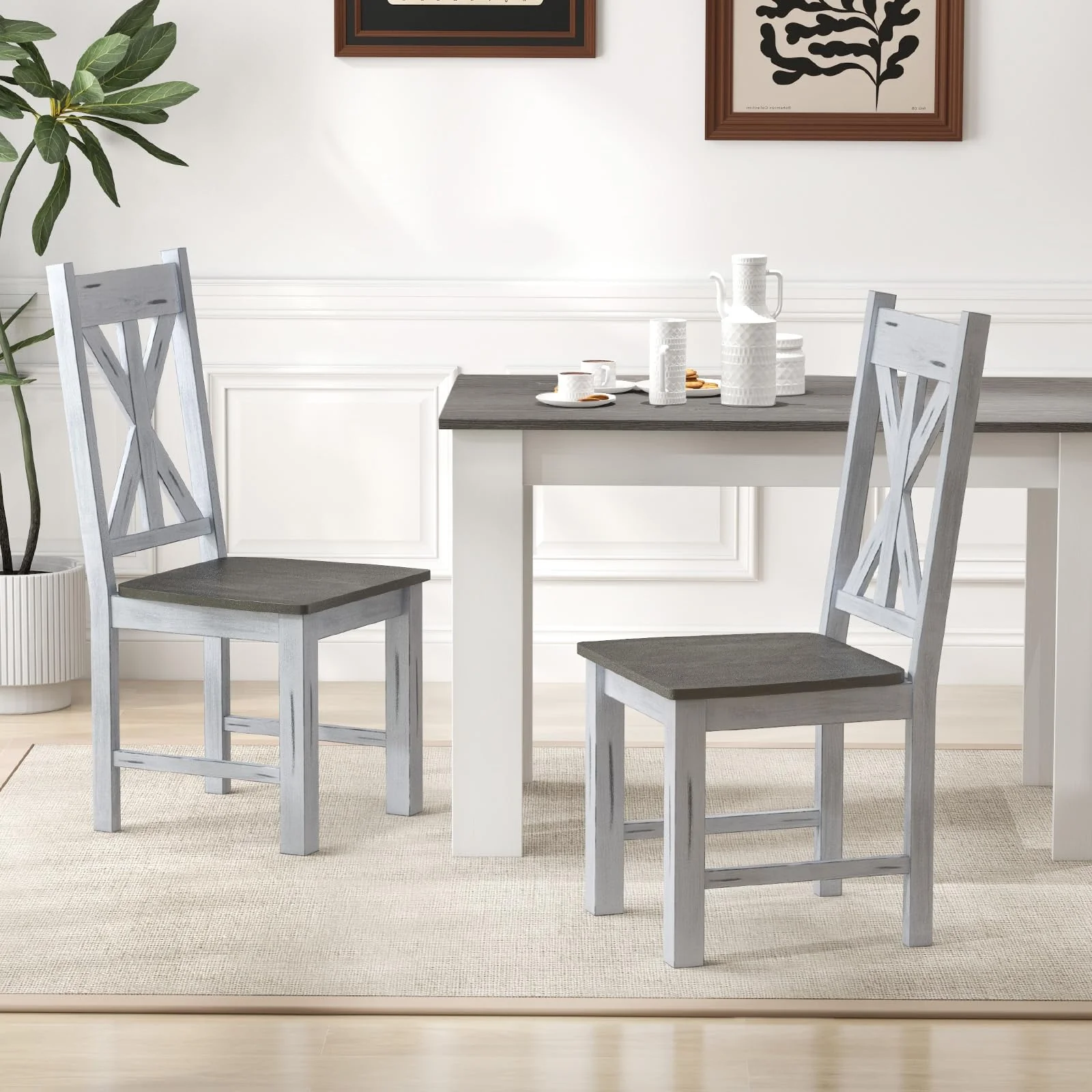 BEFOUNDLOVELY Retro Wooden Dining Chairs Set of 2/4