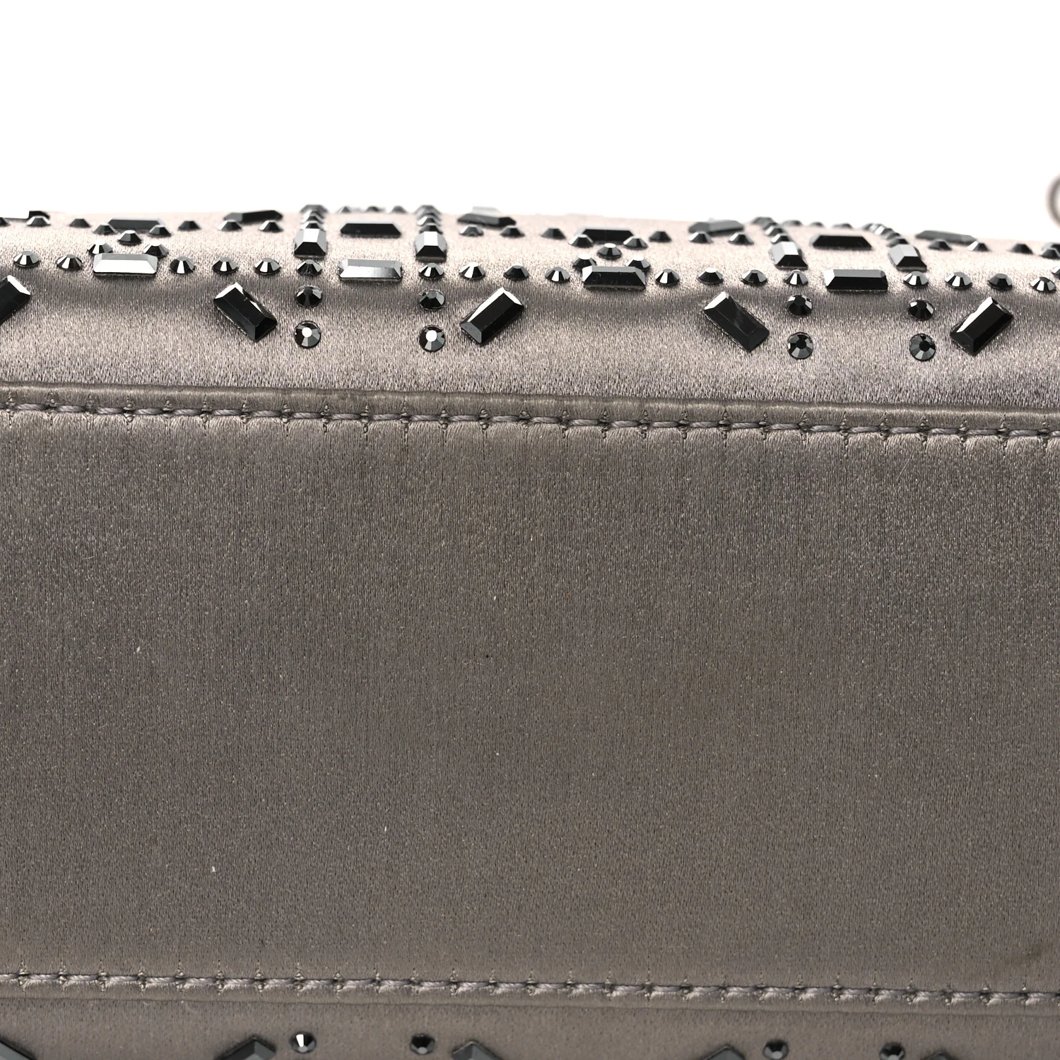 Satin Crystal Cannage Mini Lady Dior Gray - Top Club