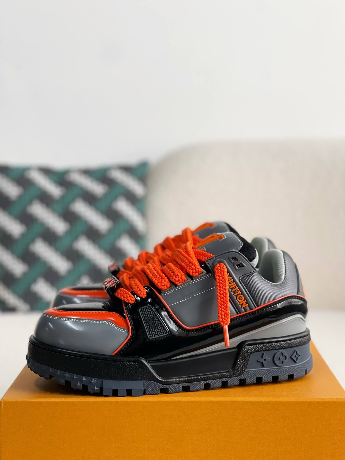 Louis Vuitton LV Trainer Black Orange Maxi Sneakers - Sneaker Replica Workshop