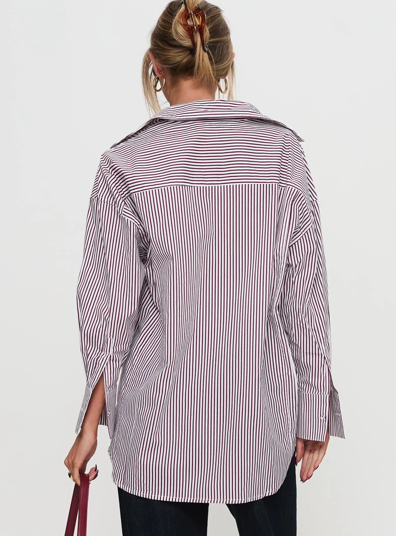 Takes You Far Shirt Burgundy Stripe