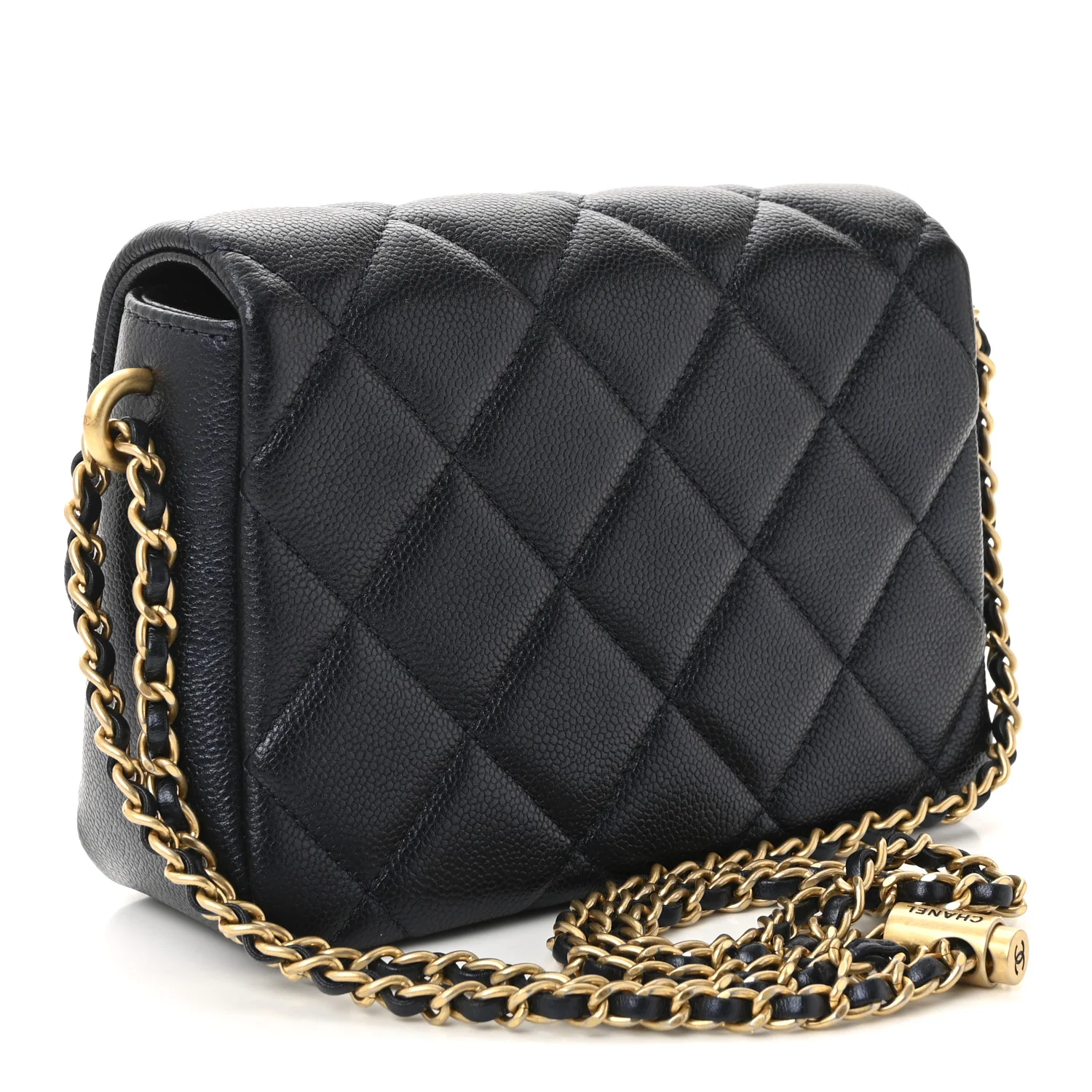 Iridescent Caviar Quilted Mini My Perfect Flap Black - Top Club