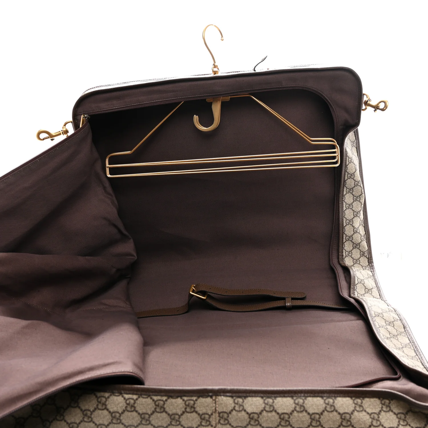 GG Supreme Monogram Textured Dollar Calfskin Web Ophidia Savoy Garment Bag Beige Ebony New Acero - Top Club