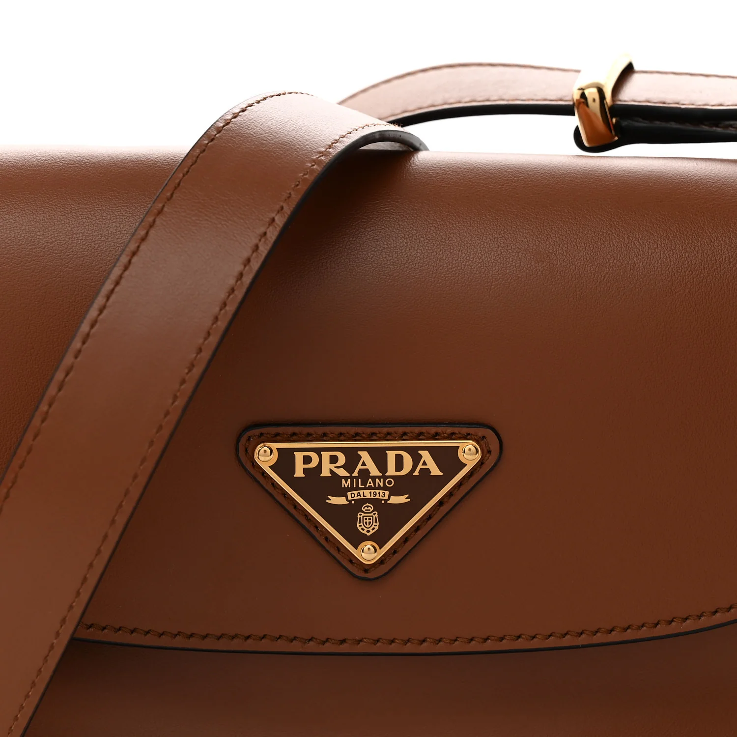 Soft Calfskin Traingle Arque Flap Shoulder Bag Cognac - Top Club