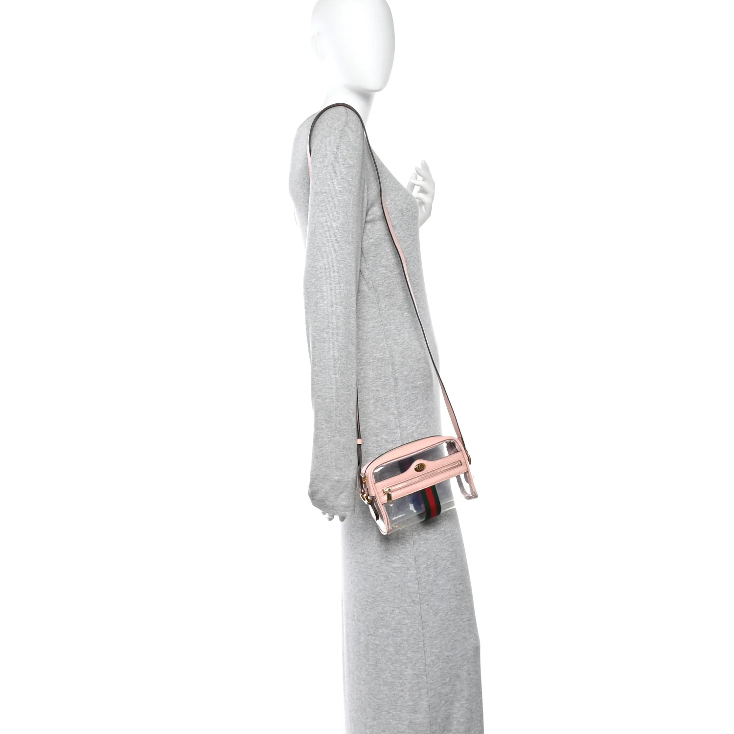 Vinyl Web Mini Ophidia Transparent Shoulder Bag Perfect Pink