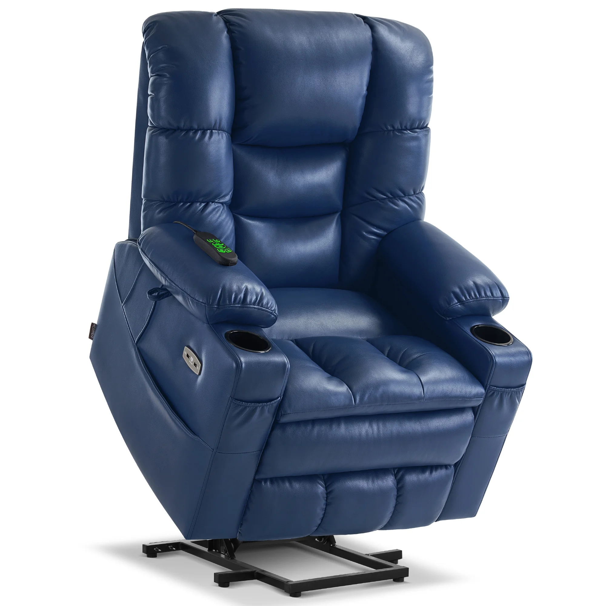 Mcombo Triple Motor Power Lift Recliner for Elderly, Sleep Recliner Sofa with Adjustable Headrest, Faux Leather, Dark Brown