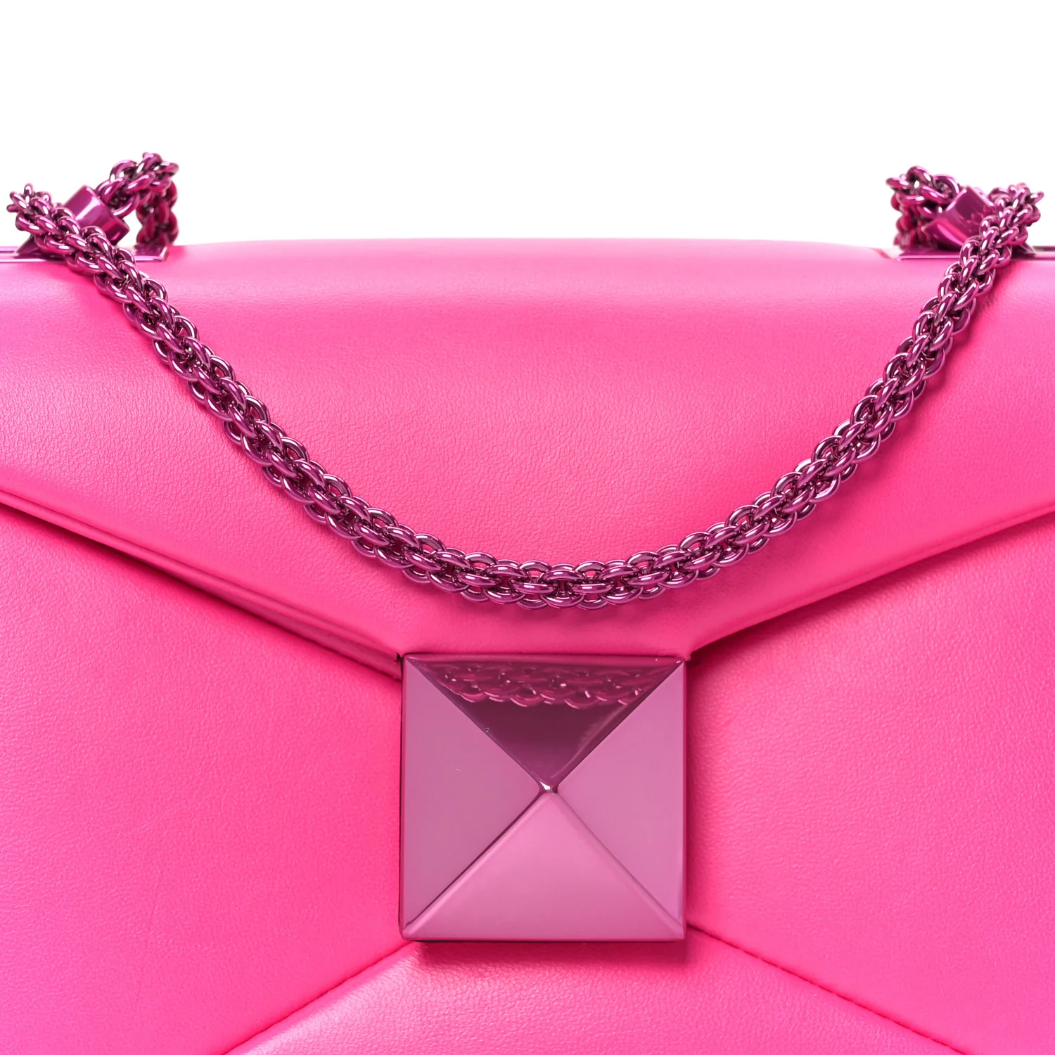 Nappa Monochrome One Stud Chain Clutch Pink PP - Top Club