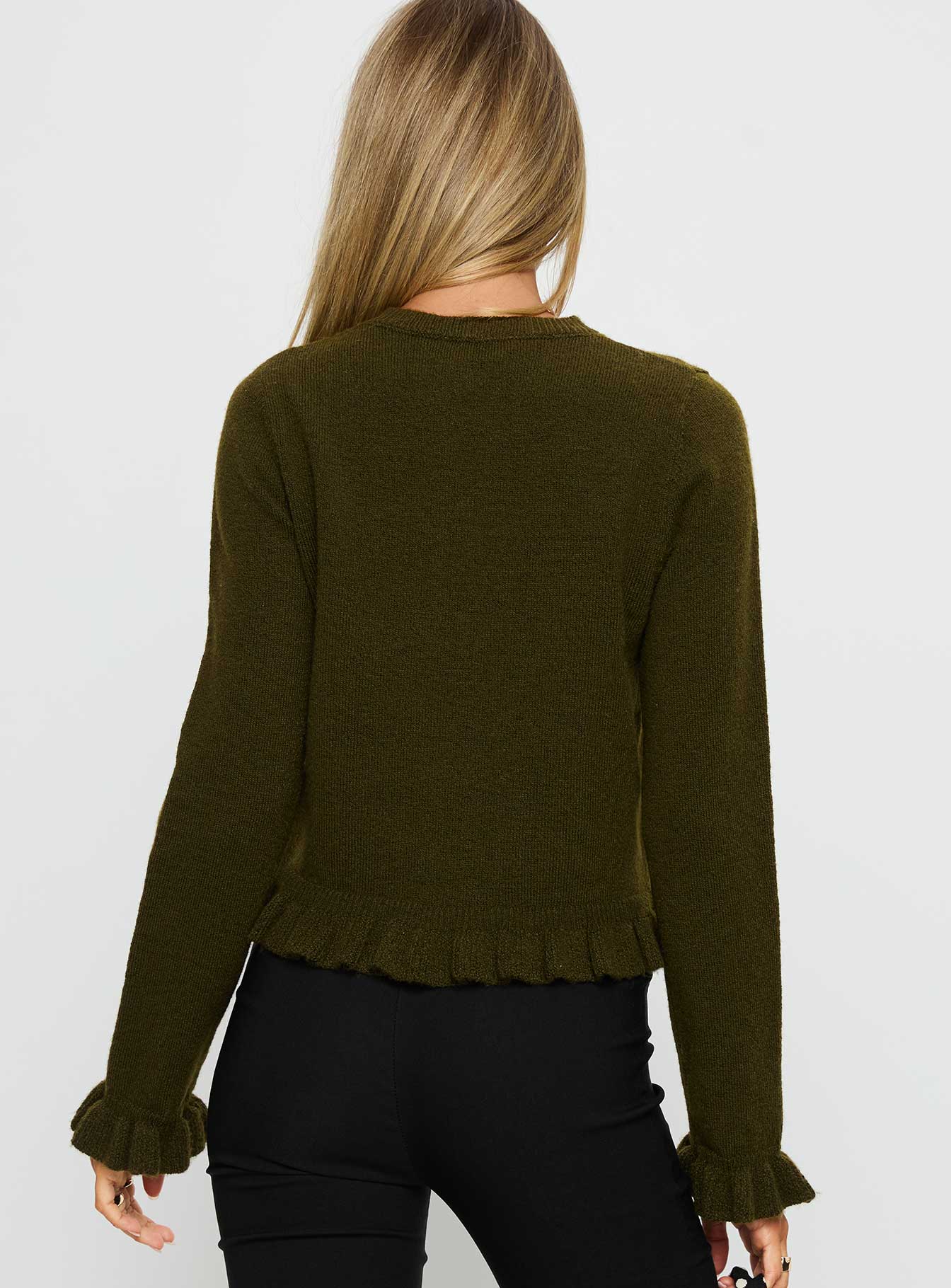 Inclination Frill Cardigan Moss