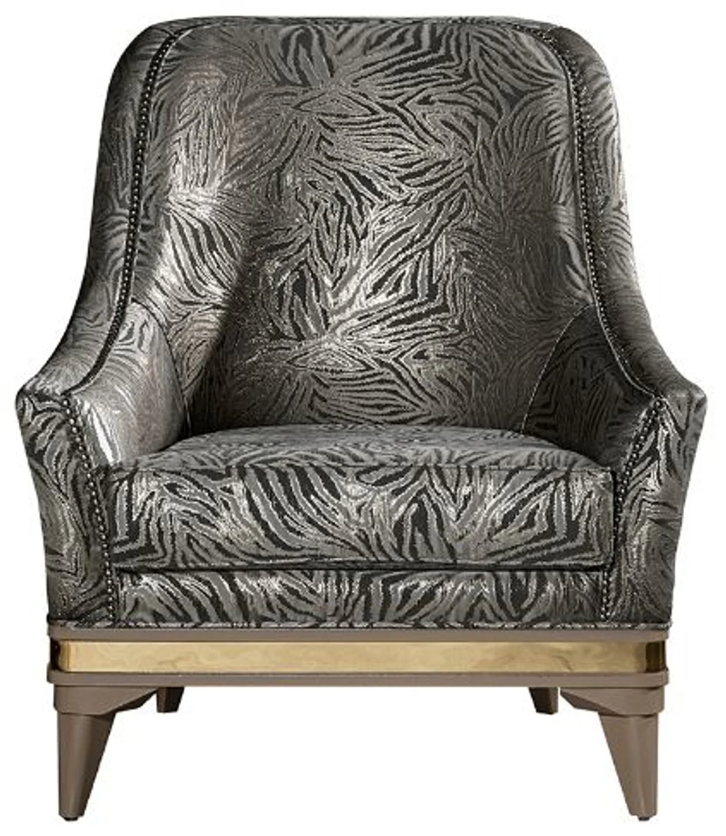 Luxury Art Deco Living Room Set Silver / Black / Beige / Gold - 2 Sofas & 2 Armchairs & 1 Coffee Table - Art Deco Living Room Furniture