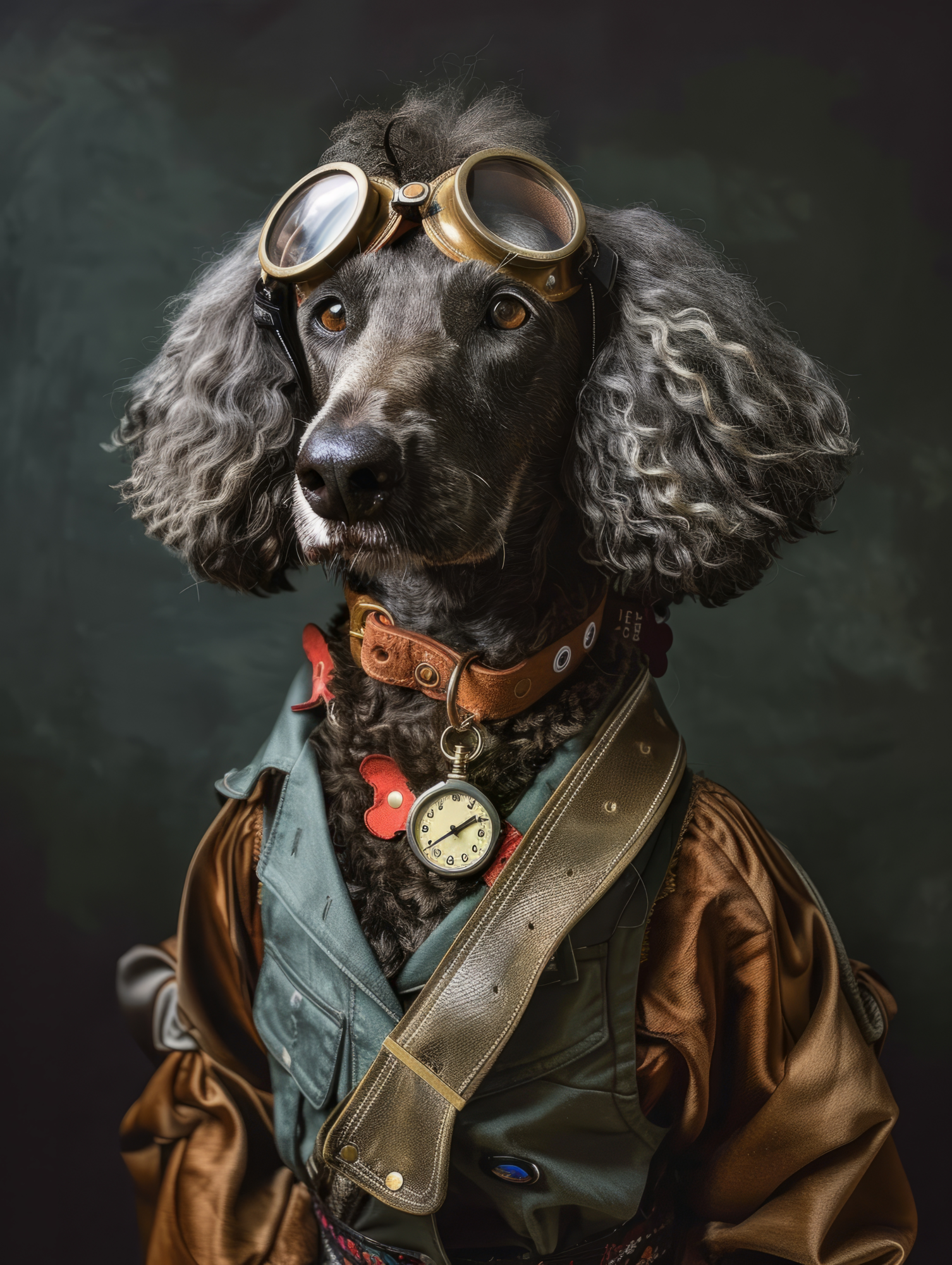 Canvas schilderij van een Curly Coated Retriever 100x200 cm