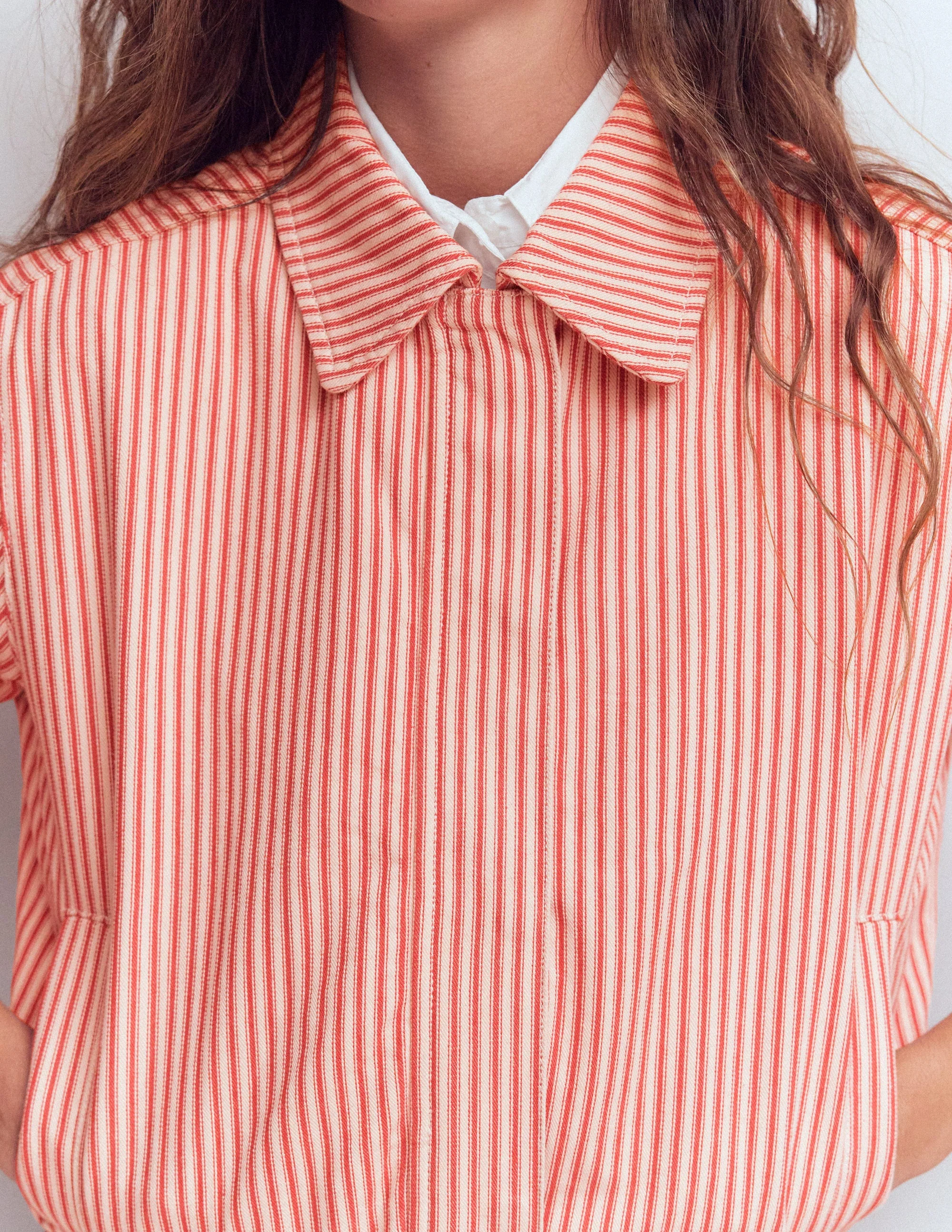 Harringtonjacke-Rot Straßenbahn Streifen