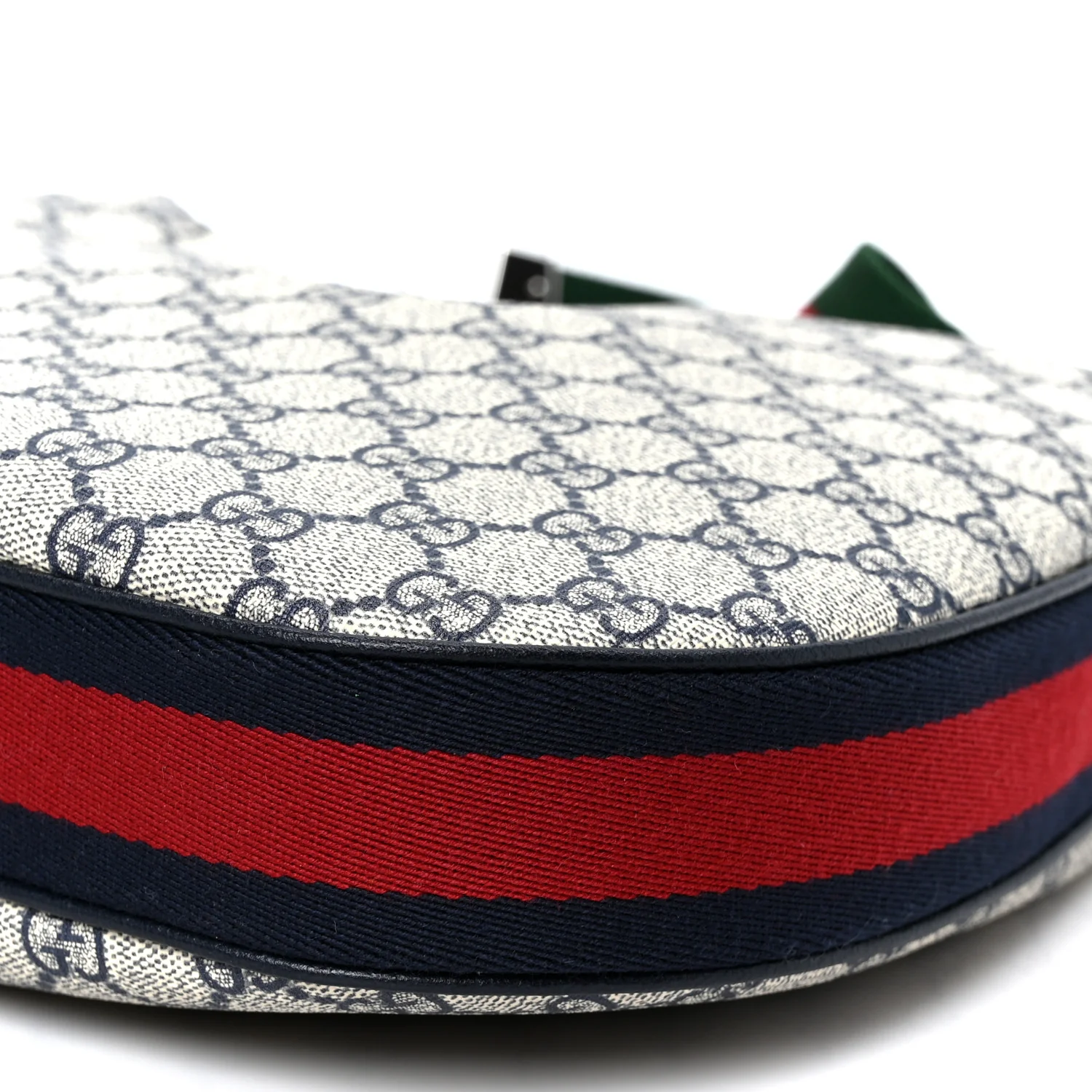 GG Supreme Monogram Textured Calfskin Web Large Attache Shoulder Bag Beige Blue - Top Club