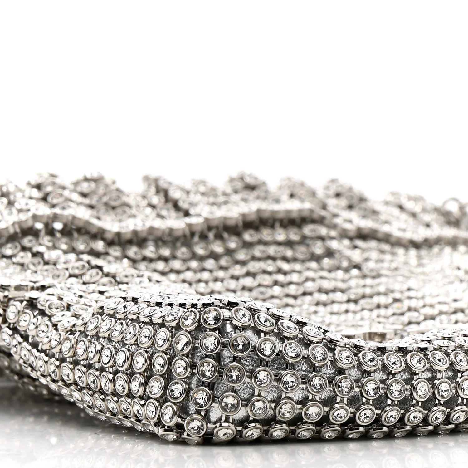 Crystal Embellished Metallic Lambskin Mini Chanel 22 Silver - Top Club