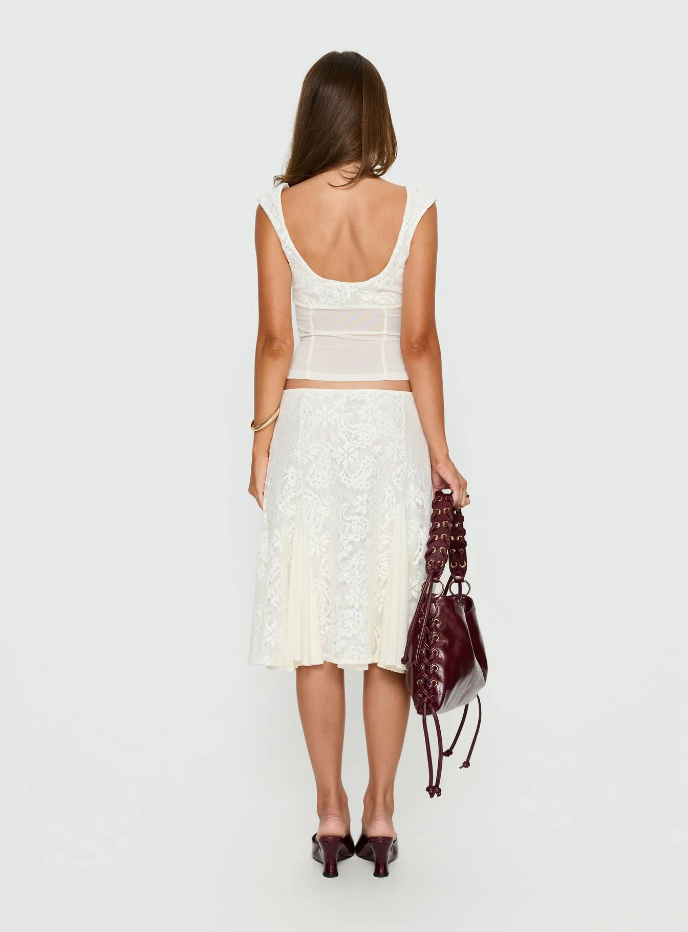Quani Lace Midi Skirt Cream