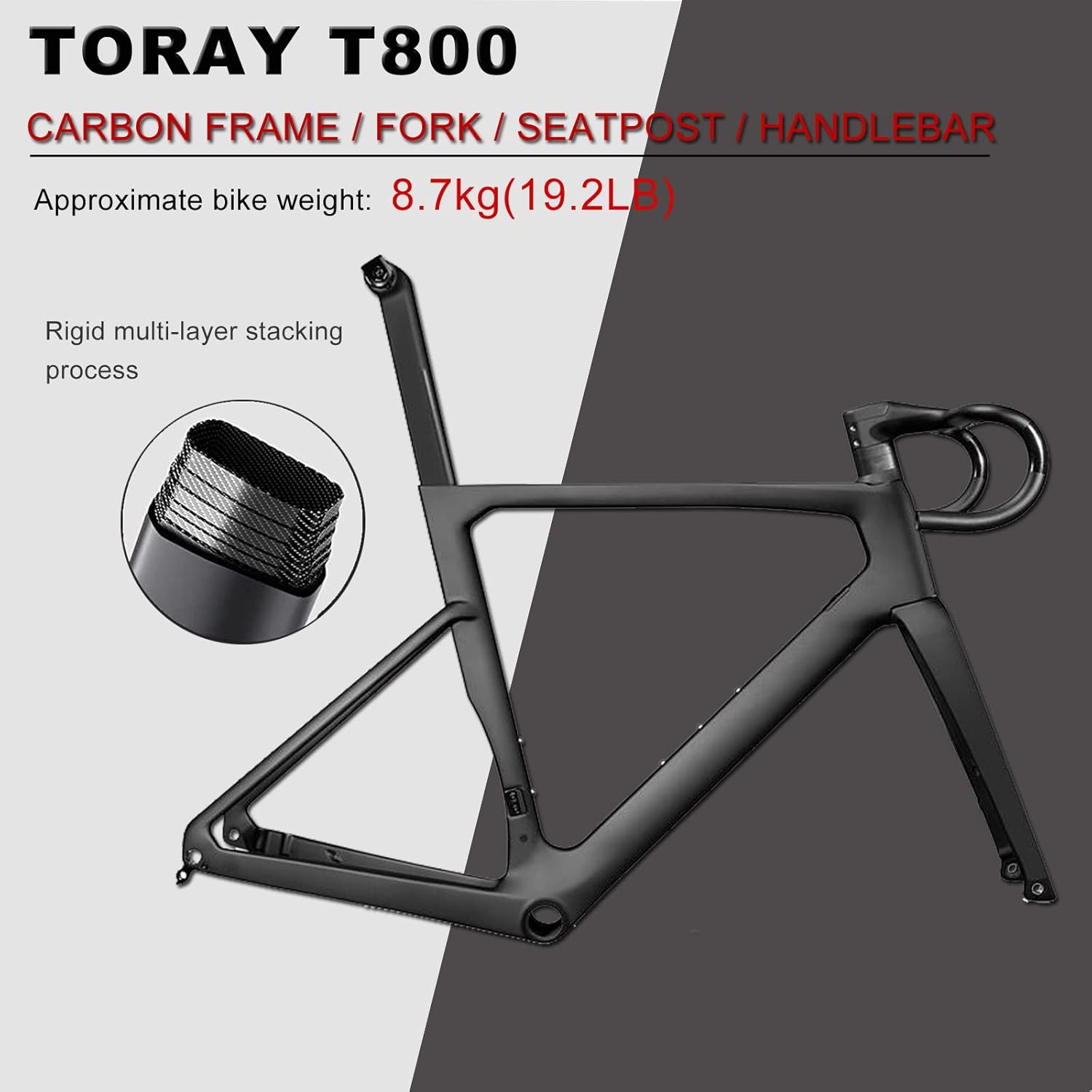 KABON Bici da Strada in Ghiaia di Carbonio, Bicicletta con Telaio in Fibra di Carbonio T800 con Bicicletta da Corsa con Freno a Disco Shimano 105 22 velocità