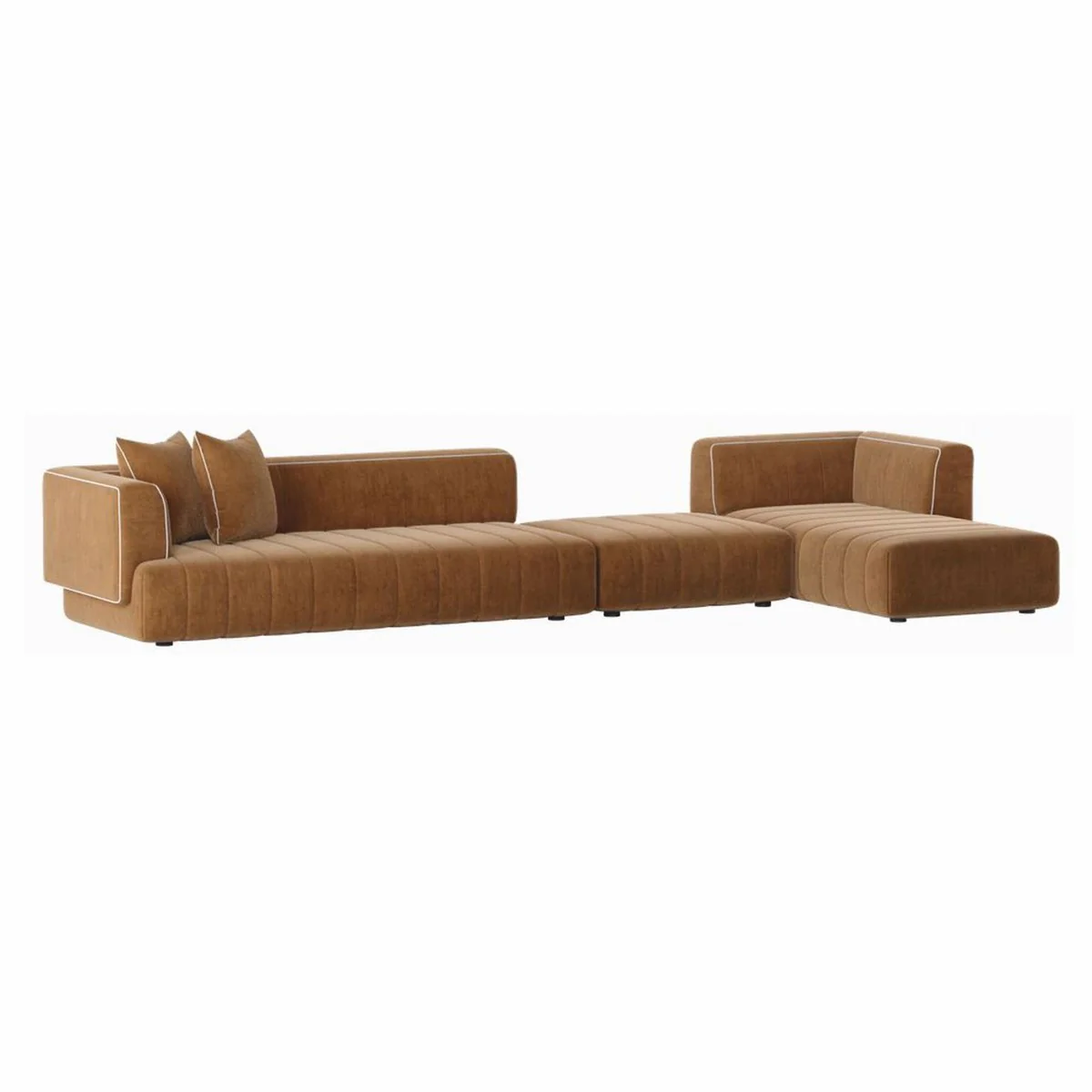 Luxury Corner Sofa Right Side Brown / White 420 cm - Modular Living Room & Hotel Sofa