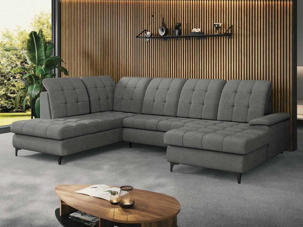 Sofá rinconero Sanford 100, Gris, Función de descanso, Caja de ropa de cama, 330x212cm