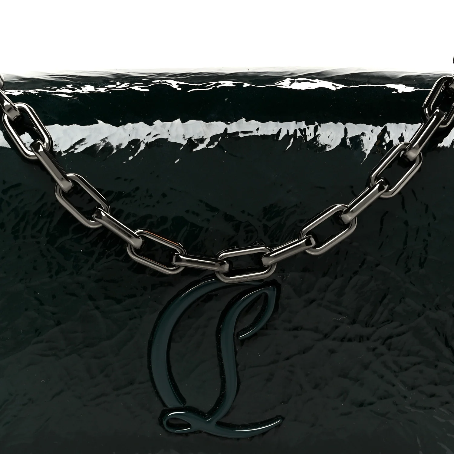 Naplak Patent Calfskin Monochrome Loubi54 Shoulder Bag Green - Top Club