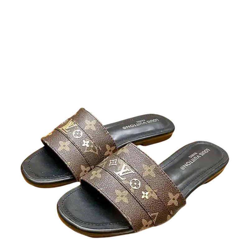 Louis Vuitton Monogram Print Flat Slides For Women - Sneaker Replica Workshop
