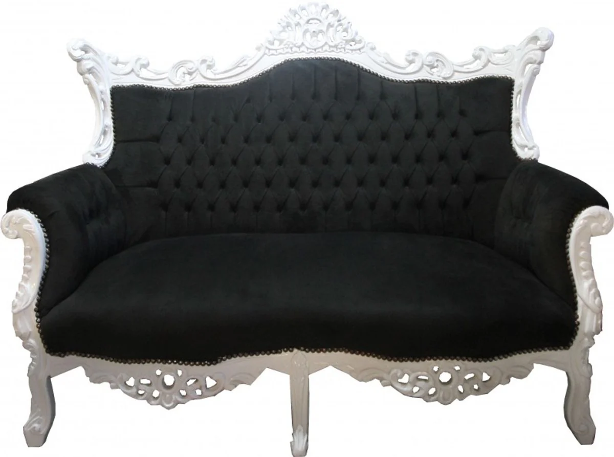 Baroque living room set Master black/white - 3-seater sofa + 2-seater sofa + 1 armchair