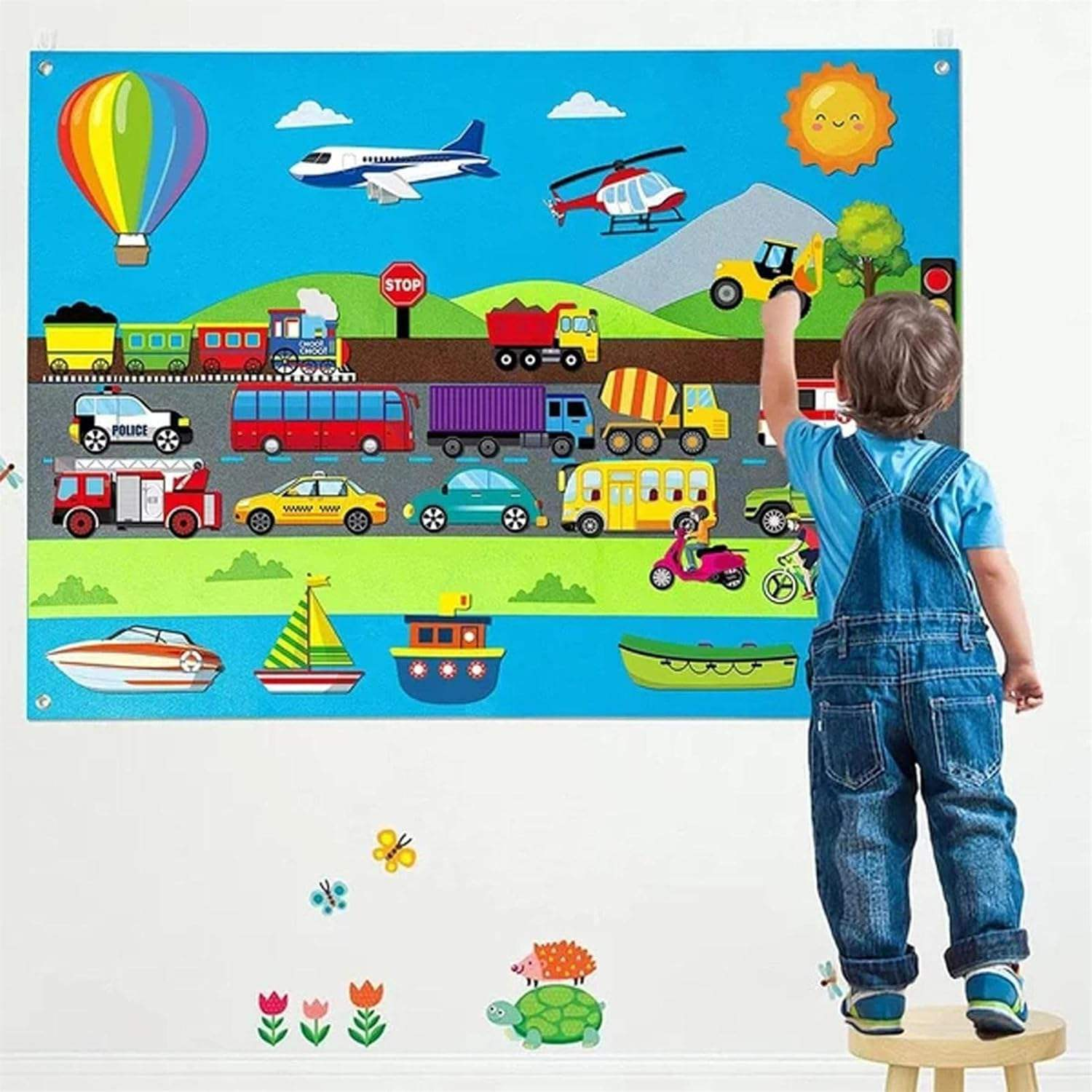 Children's Educational Transport Busy Board Toy Felt Flannel Graphs for Toddlers Cars & Ship Vehicle Gift Idea