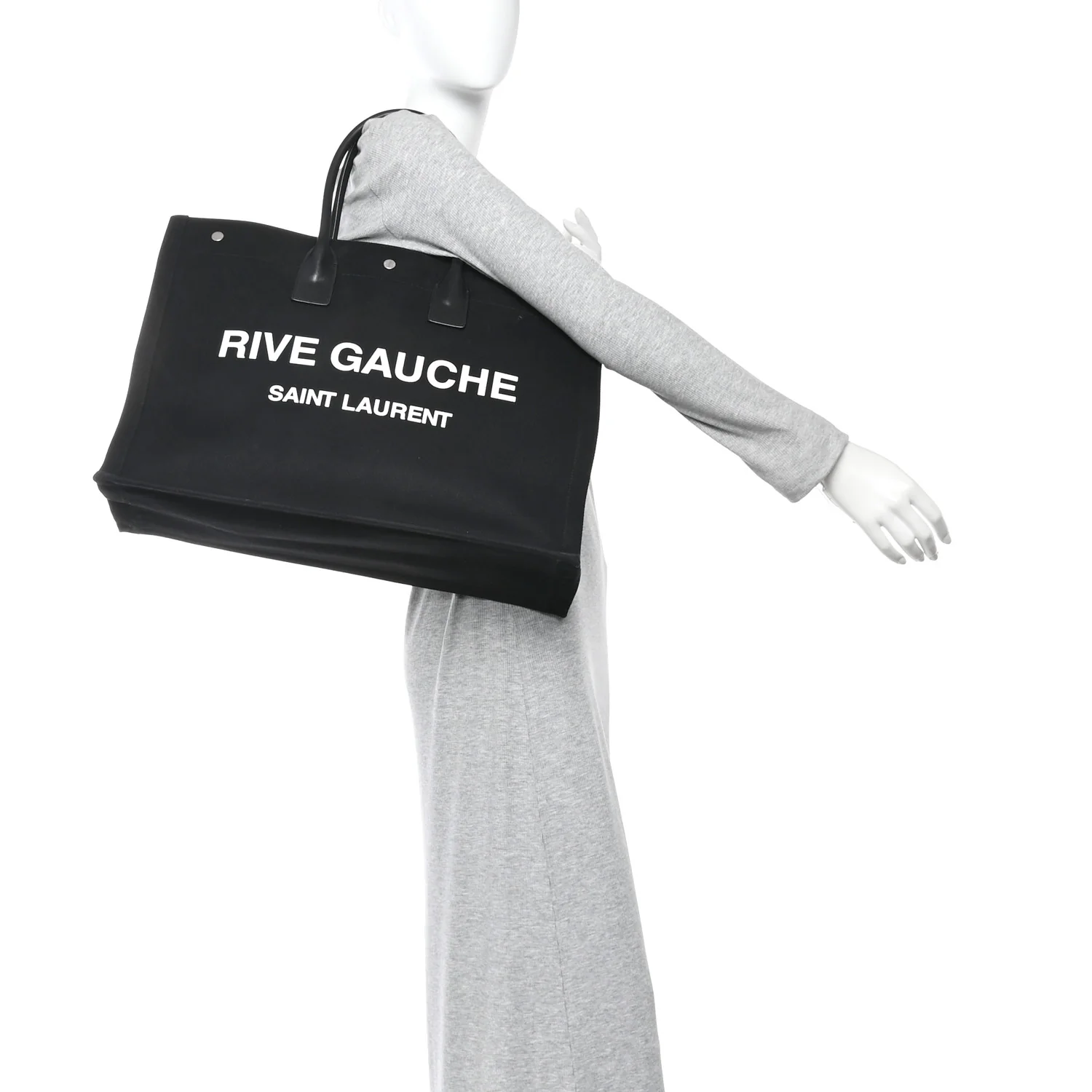 Linen Calfskin Rive Gauche Tote Black