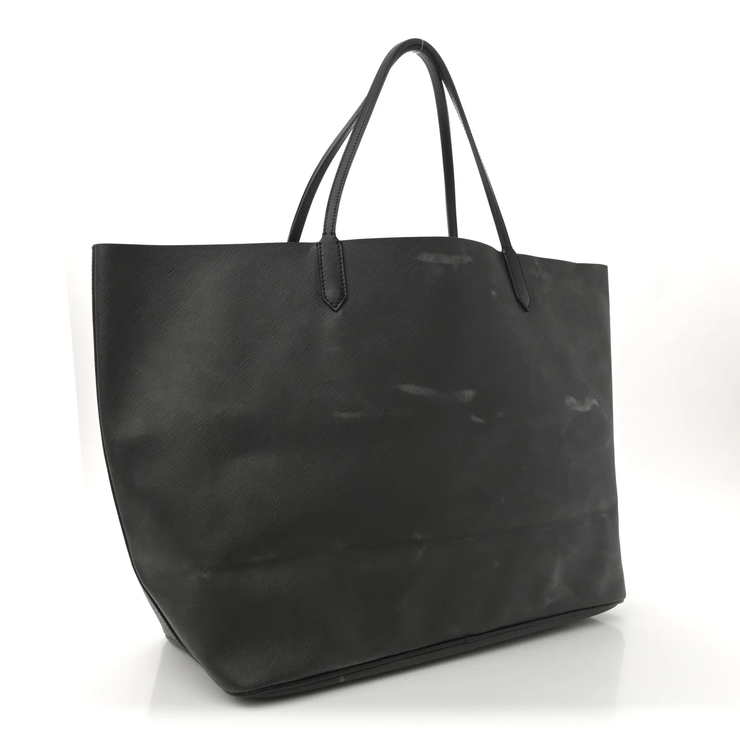 Textured Coated Canvas Bambi Print Large Antigona Tote Black - Top Club