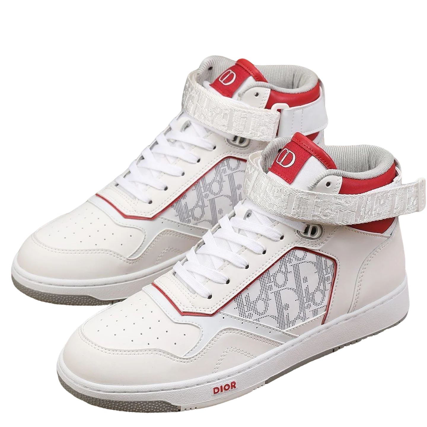 Dior Men's High Top Sneakers with Oblique Pattern and Adjustable Strap - Sneaker Replica Workshop