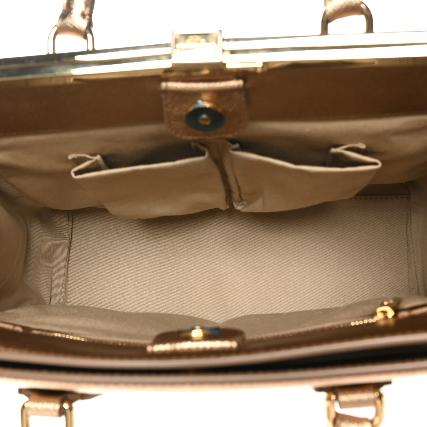 Metallic Dauphine Medium Frame Tote Gold - Top Club