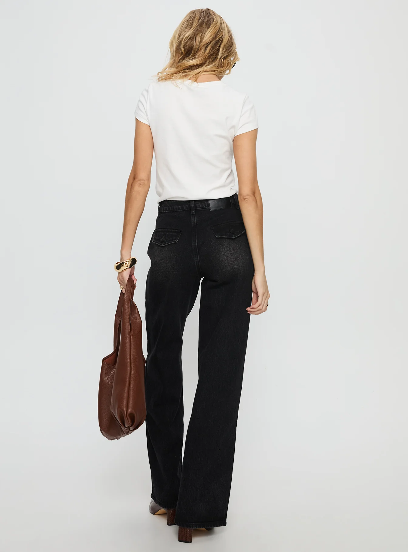 Carianne Low Rise Wide Leg Jeans Washed Black