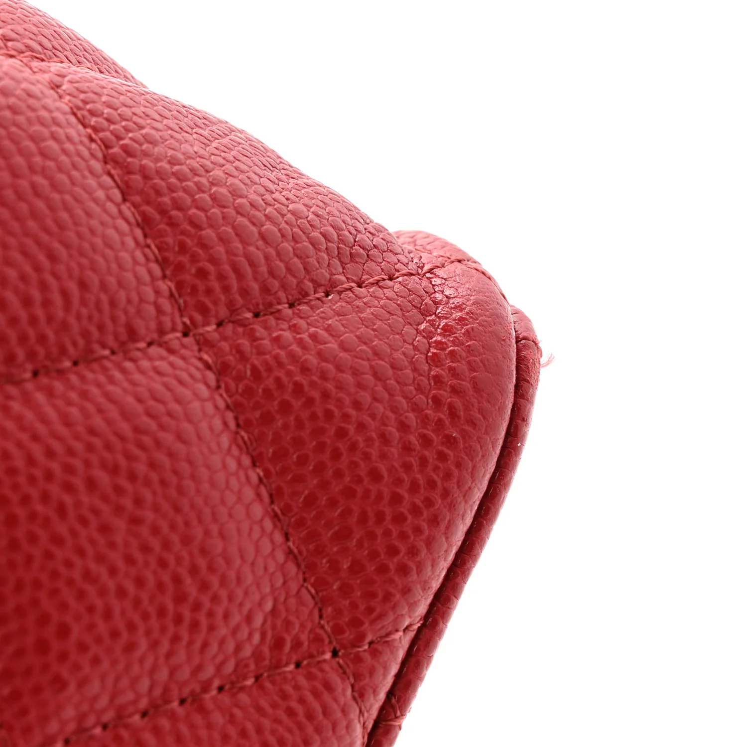 Caviar Quilted Top Handle Slim Vanity With Chain Red - Top Club