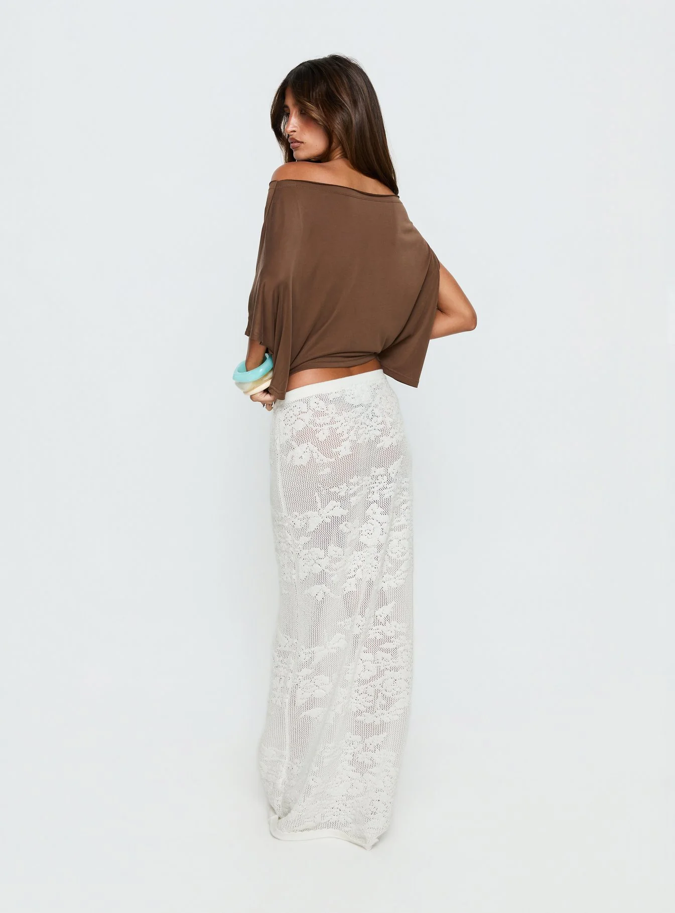 Opresia Crochet Maxi Skirt White