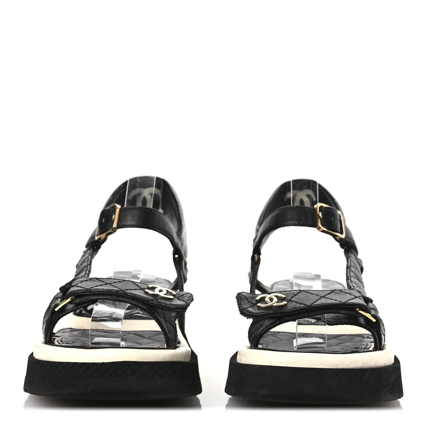 Lambskin Patent Logo Platform Sandals 39 Black - Top Club