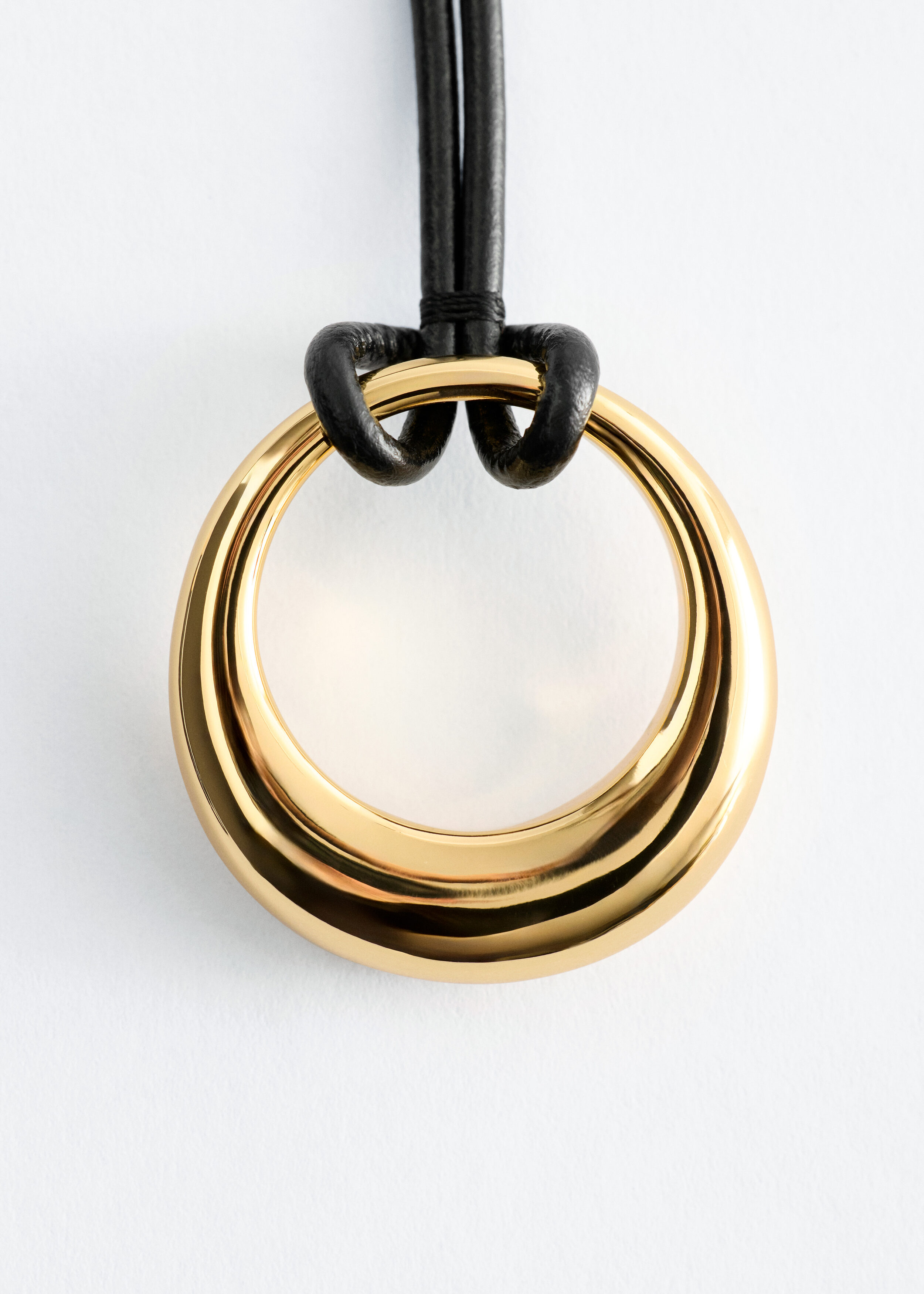 & Other Stories RING-PENDANT LEATHER NECKLACE