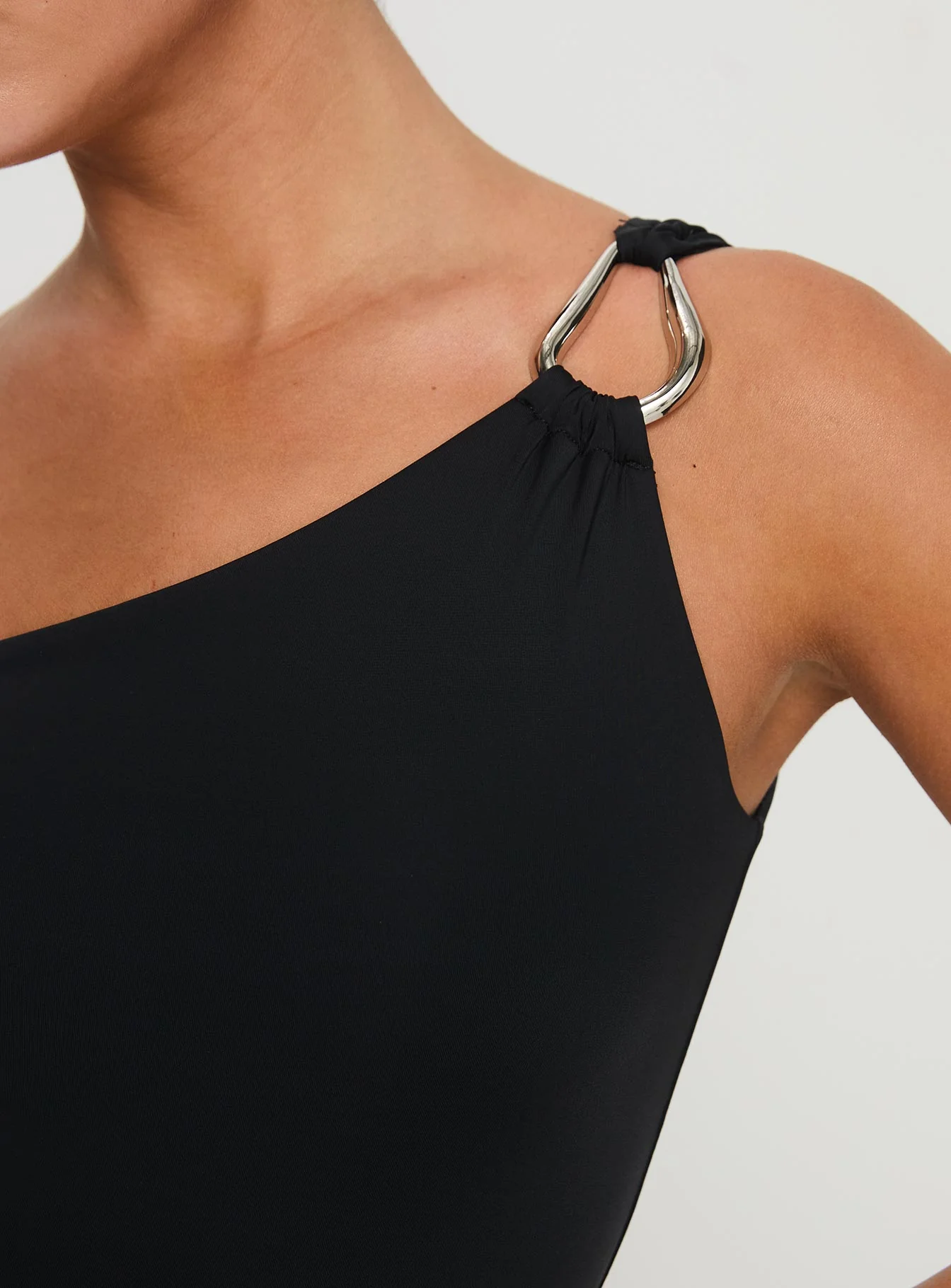 Talija One Shoulder Bodysuit Black Tall