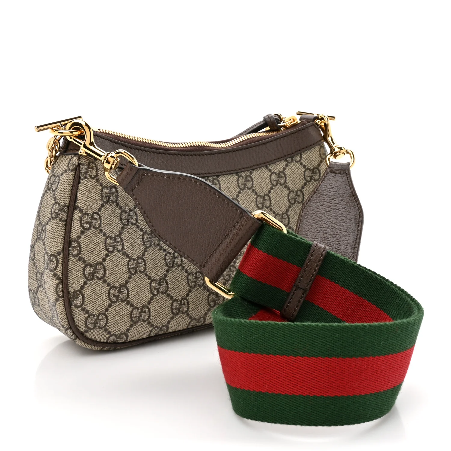 GG Supreme Monogram Textured Dollar Calfskin Web Small Ophidia GG Handbag Beige Ebony New Acero - Top Club
