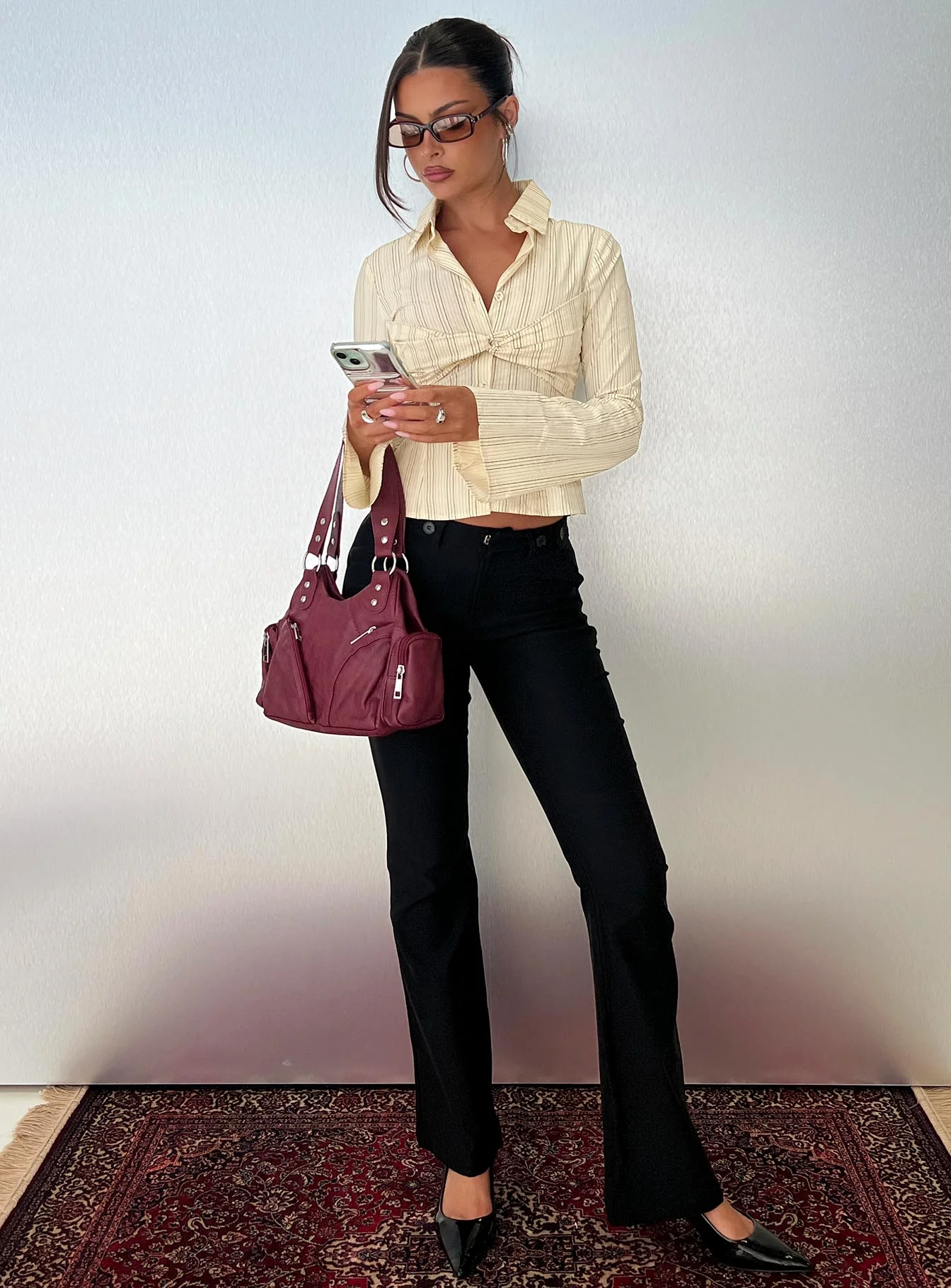 Wrenner Layered Long Sleeve Top Yellow Stripe