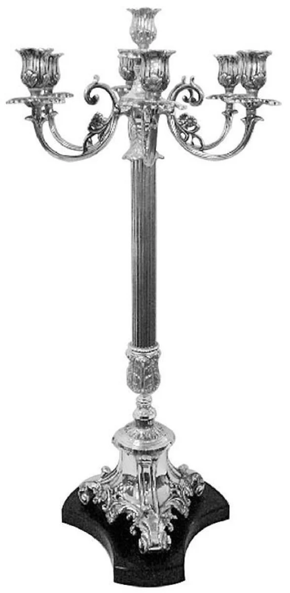 Baroque candle holder silver / black 38 x 38 x H. 88 cm - aluminum candle holder in baroque style - baroque decorative accessories
