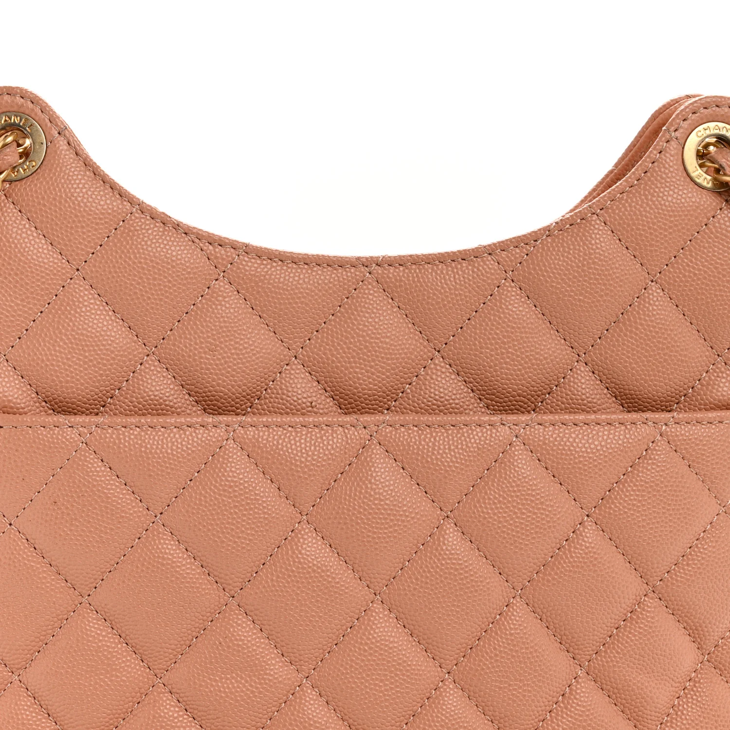 Caviar Quilted Wavy CC Hobo Beige - Top Club