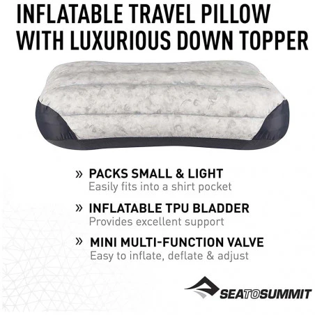 Sea to Summit Aeros Down Pillow Large gris - Almohada inflable de viaje