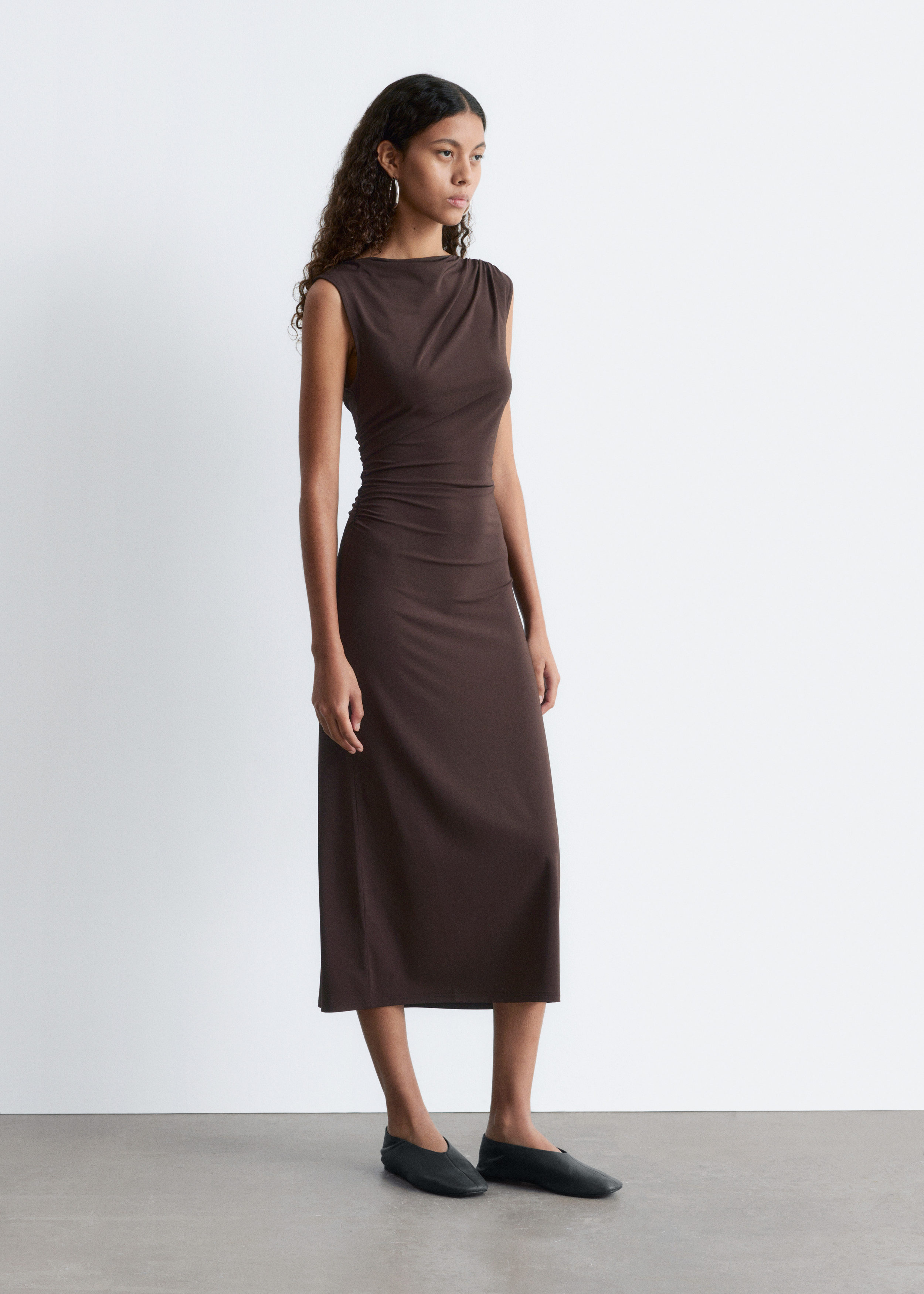 & Other Stories SLEEVELESS DRAPED MIDI DRESS