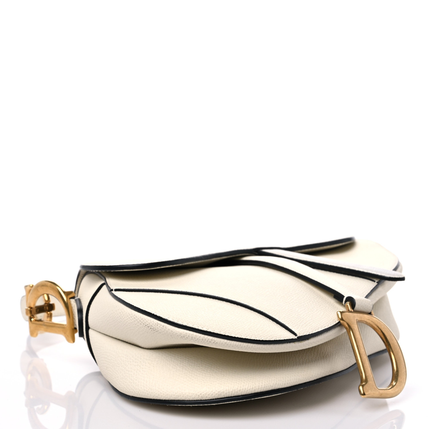 CHRISTIAN D Grained Calfskin Saddle Bag White - Top Club