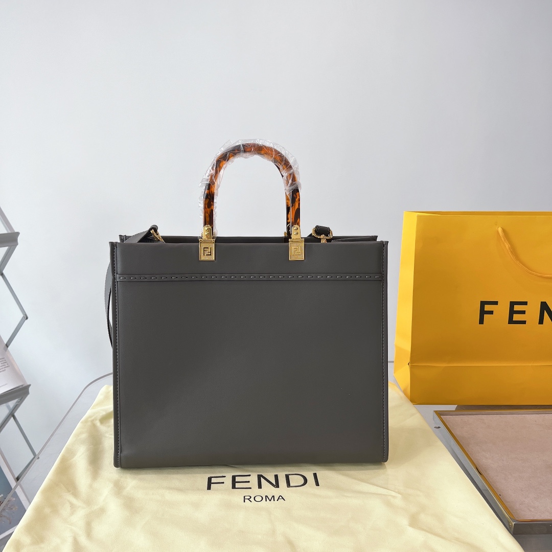 Fd Women Sunshine Medium Leather Shopper-Grey - Top Club