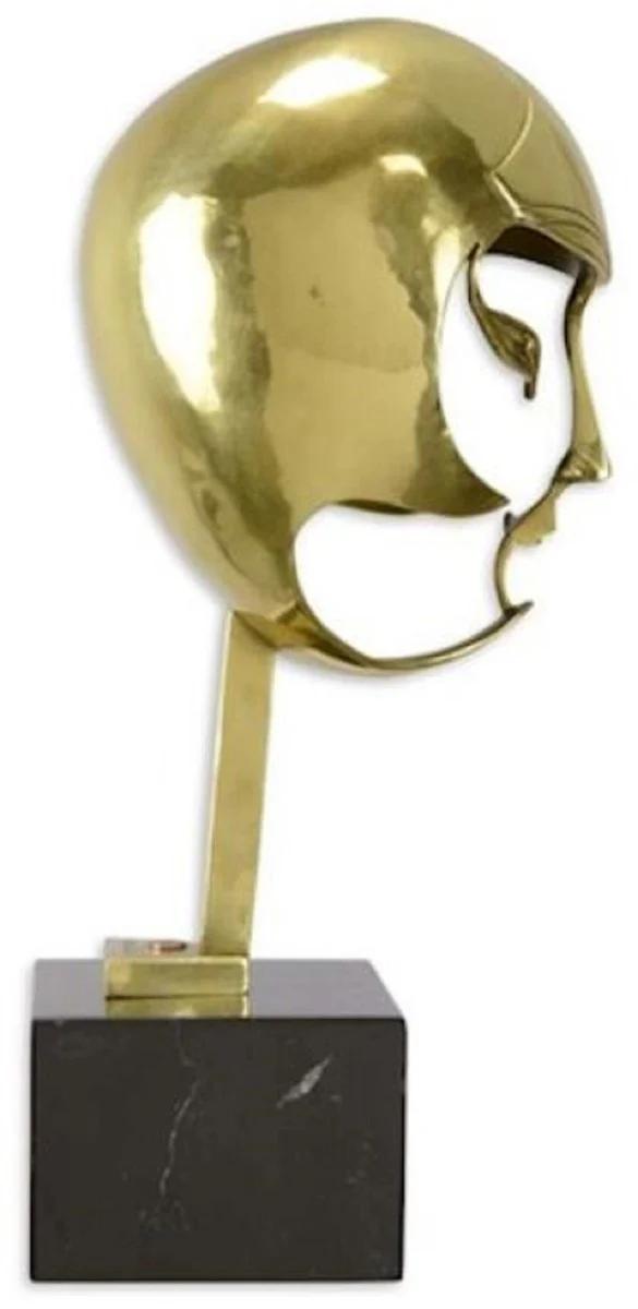 Designer bronze sculpture head 21.4 x 22.4 x H. 47 cm - decorative figure with marble base - living room decoration - desk decoration