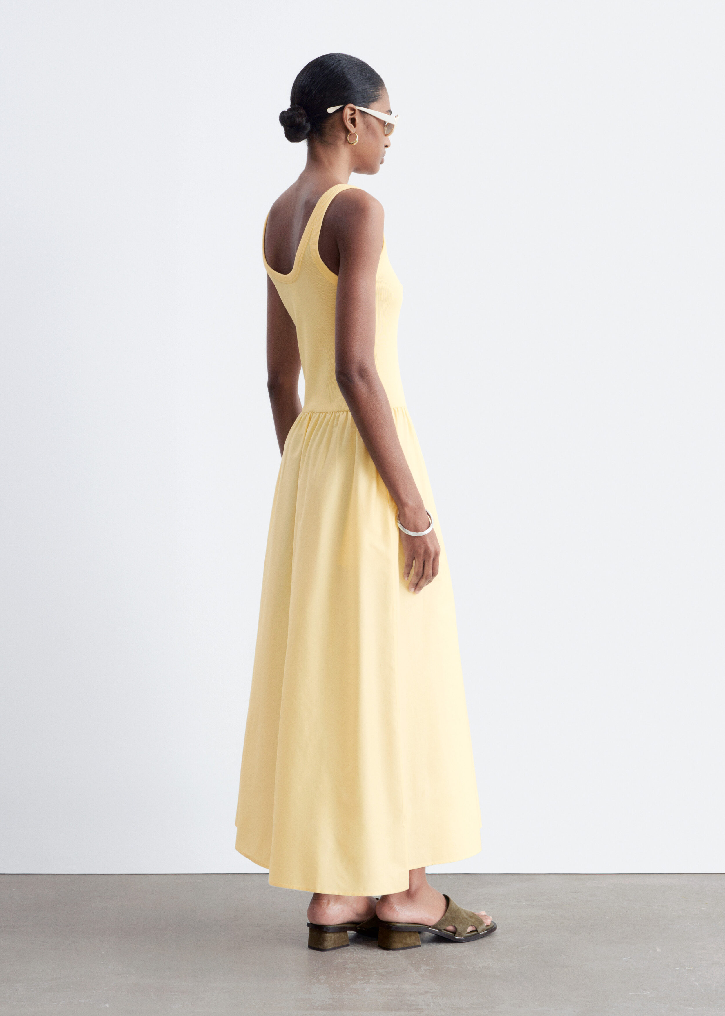& Other Stories COTTON RIB MIDI DRESS