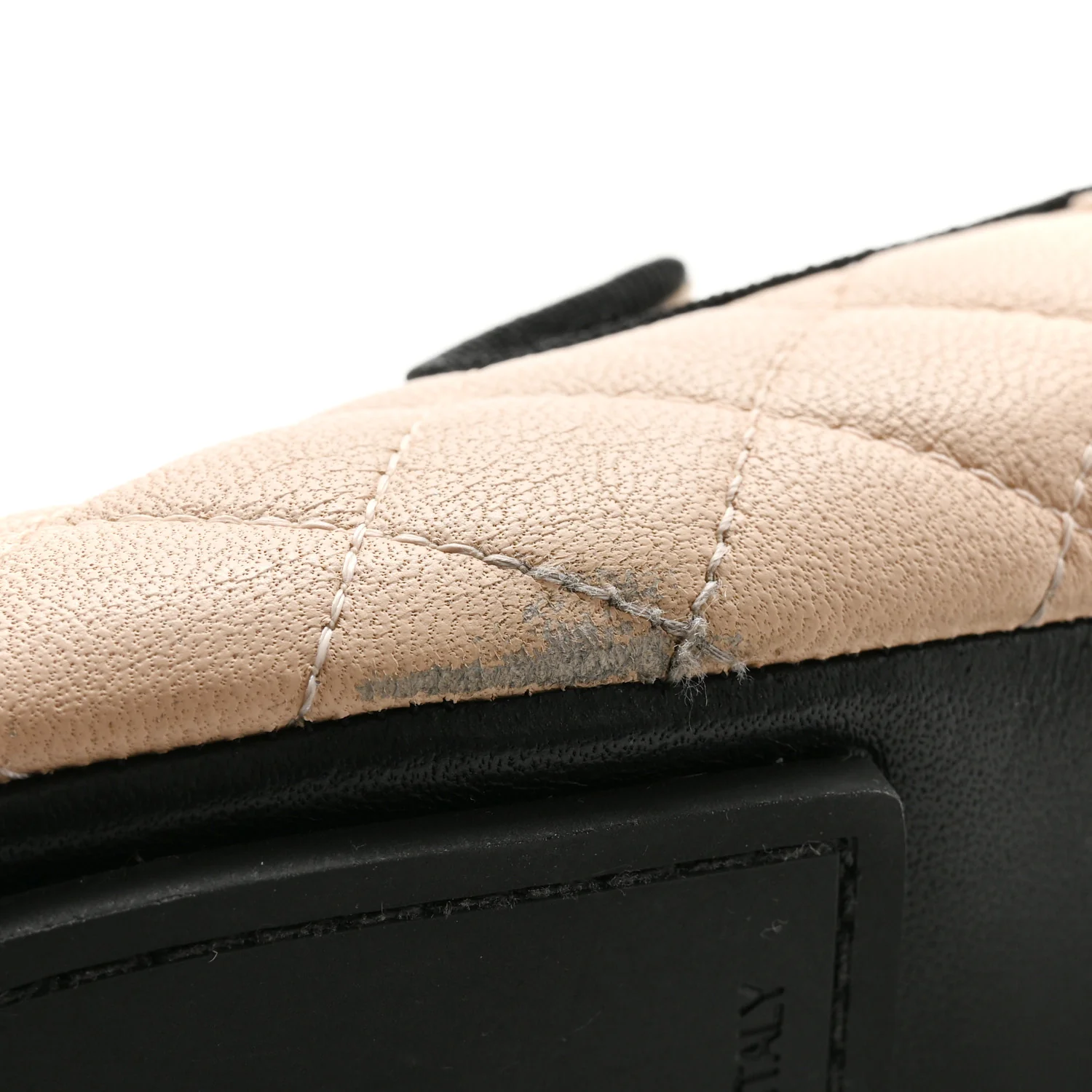 Lambskin Quilted Cap Toe Slipper With Pouch 39 Beige Black - Top Club